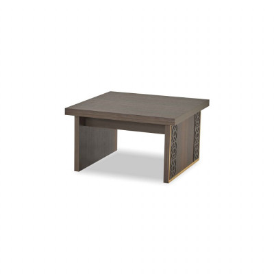 Office room set 4-piece 3-seater 2x armchair coffee table brown living room