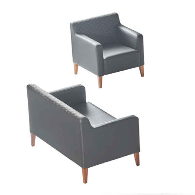 Office set 2-piece Black 2-seater Armchair Solid Color Living Room