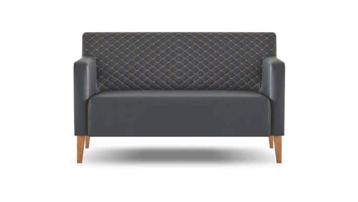Office set 2-piece Black 2-seater Armchair Solid Color Living Room