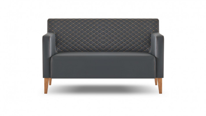 Home office set 3-piece 2-seater armchair coffee table black brown modern