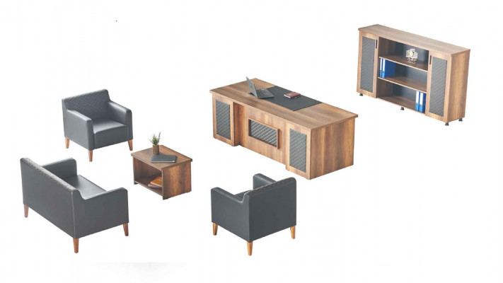 Luxurious office suite robust study furniture desk sideboard 6-piece set