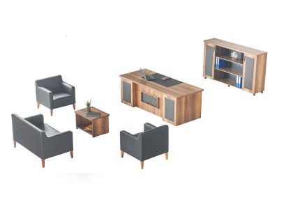 Luxurious office suite robust study furniture desk sideboard 6-piece set