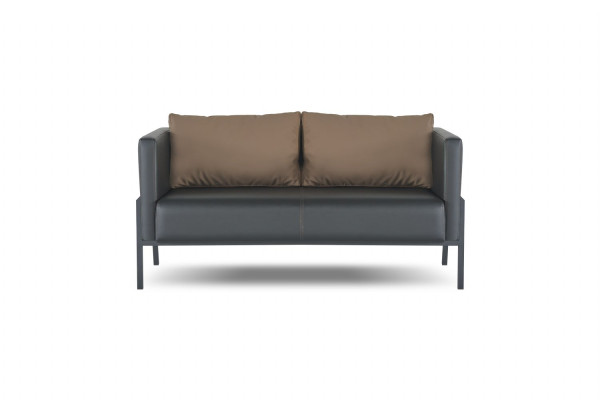 Home office seating furniture luxurious gray leather 2-seater elegant armchair