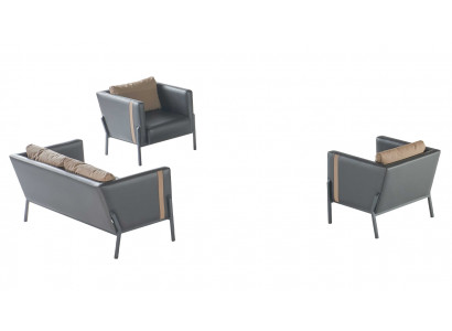 Home office seating luxurious faux leather 2-seater 2x leather armchairs