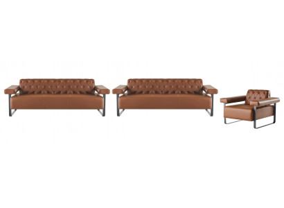 Modern steel 3-seater sofas armchair Chesterfield leather sofas
