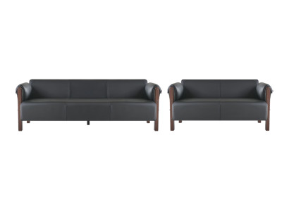 Seating furniture 3-seater 2-seater Black All Wood Leather Sofas Sofa Set