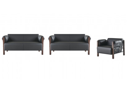 Sofa set sofa suites sofas leather 2-seater armchair black modern wood