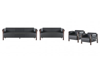 Seating furniture 3-seater 2-seater couch sofas leather sofa set armchair black