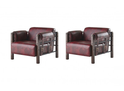 Leather Armchair Bordeaux Modern 1-Seater Set with Soft Armrests