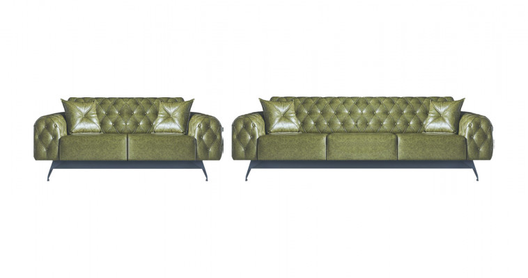Leather sofas 3-seater 2-seater Chesterfield green solid color classic sofas