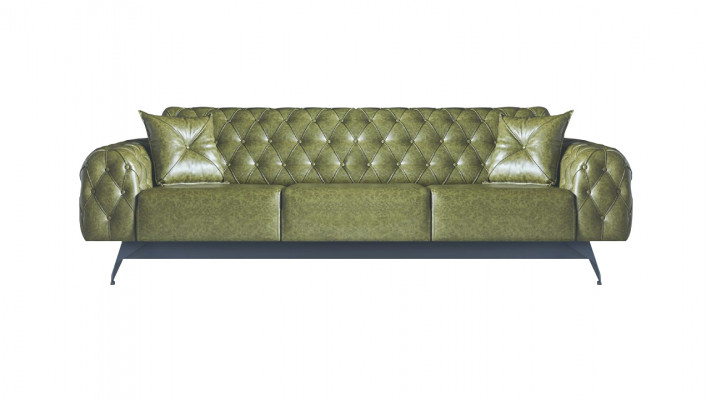 Chesterfield Sofa Set 3-Seater 2-Seater Leather Wood Armchair Green Classic