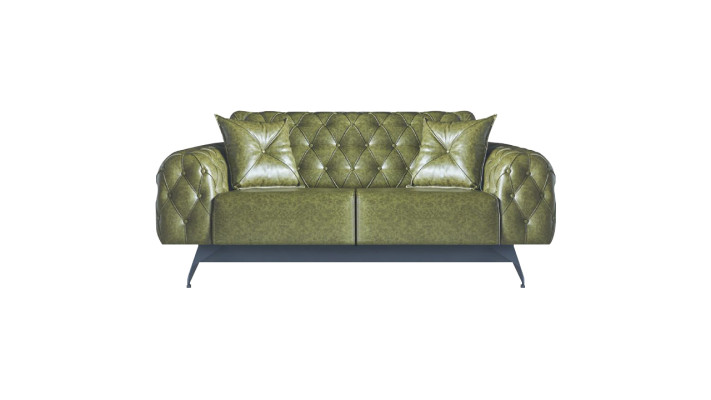 Sofa set cushion padding 2-seater leather armchair green seating furniture Chesterfield