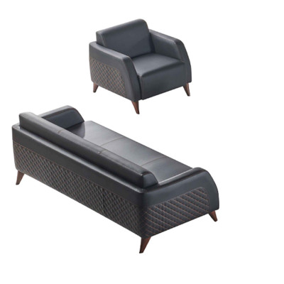 Leather sofa set 3-seater armchair black couch modern sofa set seating furniture