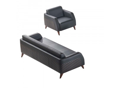 Leather sofa set 3-seater armchair black couch modern sofa set seating furniture