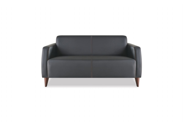 Complete set seating furniture 3-seater 2-seater armchair black genuine leather wood