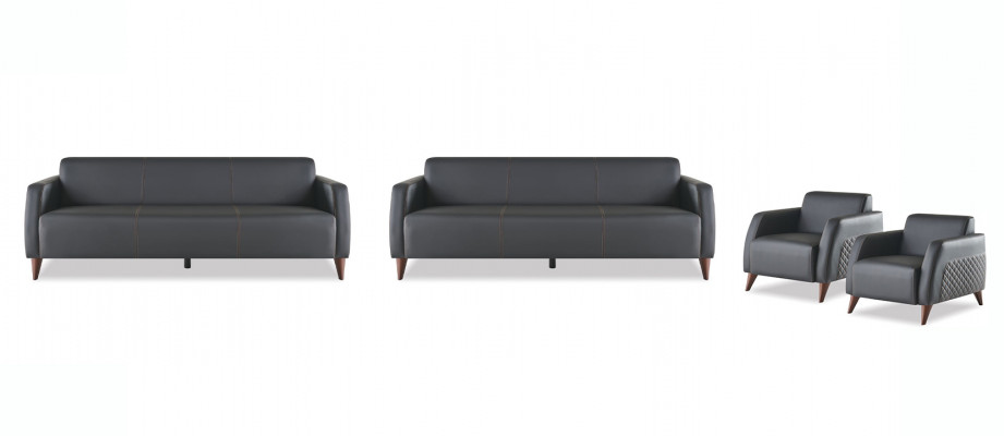 Sofa Sets Black 3-Seater 2-Seater Armchair Plain Leather Set Sofas