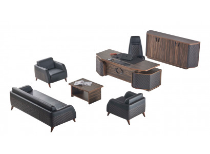 Home office set complete: sofas, desk, sideboard, office couch, leather