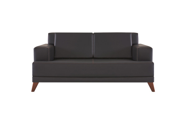 Complete seating furniture, 2-seater armchair, black, modern upholstery, cushions, leather