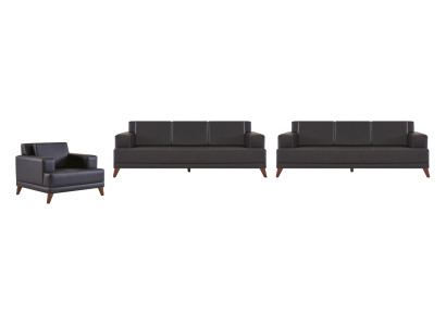 Sofa sets 3-seater sofas armchairs black leather sofas modern leather wood