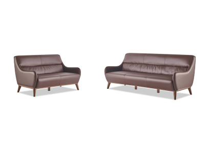 Classic 3-seater 2-seater brown sofa set couch leather sofas