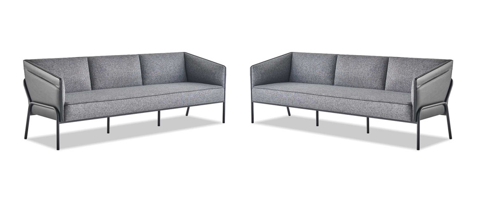 Leather sofas Textile 3-Seater Gray Stainless Steel Modern Leather Couch Sofa Set