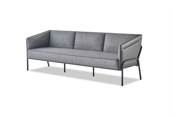 Modern sofa set 3-seater 2-seater gray textile leather stainless steel couch