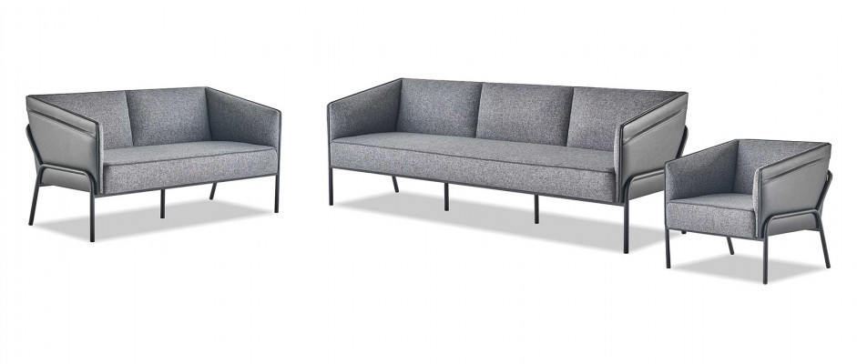 Seating Set 3-Seater 2-Seater Armchair Grey Recliner Modern Sofa Set