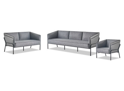 Seating Set 3-Seater 2-Seater Armchair Grey Recliner Modern Sofa Set