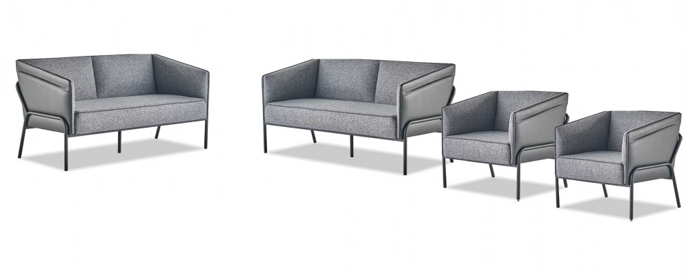 Gray Sofa Set 2-Seater Armchair Sofa Suites Sofas Fabric Leather Stainless Steel