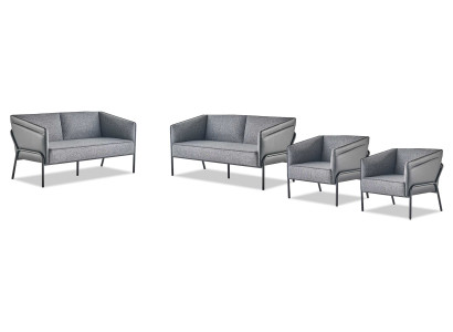 Gray Sofa Set 2-Seater Armchair Sofa Suites Sofas Fabric Leather Stainless Steel