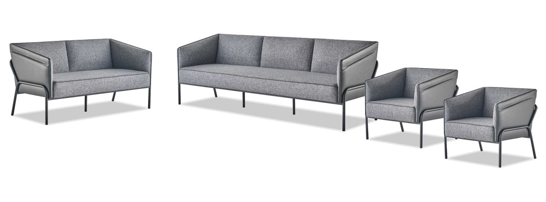 Complete set of leather sofas 3-seater 2-seater armchair grey sofa set textile