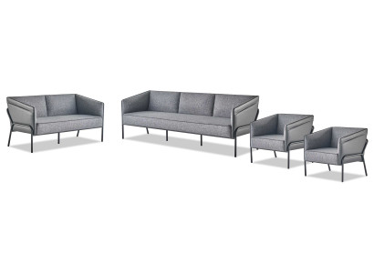 Complete set of leather sofas 3-seater 2-seater armchair grey sofa set textile