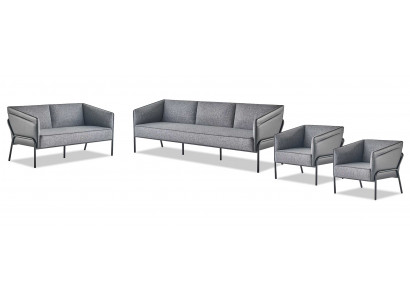 Complete set of leather sofas 3-seater 2-seater armchair grey sofa set textile