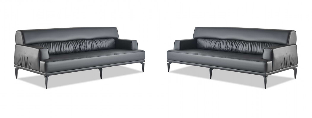 Sofas Leather Sofa Set Black 3-Seater Three-Seater Leather Sofas Couch Modern