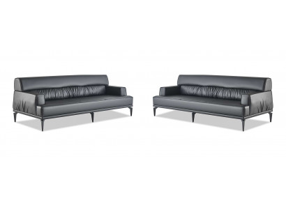 Sofas Leather Sofa Set Black 3-Seater Three-Seater Leather Sofas Couch Modern