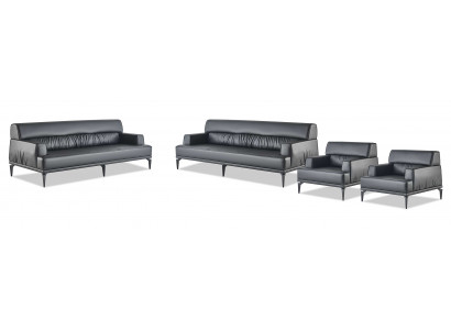 Sofa Set Couch Upholstery Furniture Office Equipment Seating Black Sofa Set 4-piece.