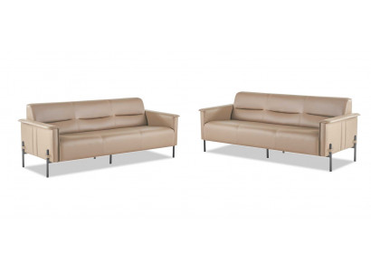 Leather sofas 3-seater stainless steel beige modern stainless steel couch leather wood