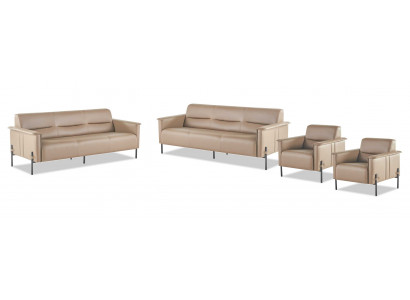 Complete Sofa Set 3-Seater Armchair Leather Sofa Modern Recliner Leather