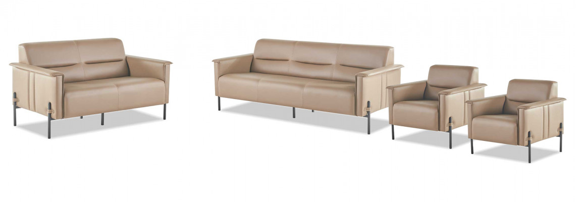 Complete modern sofa set 3-seater 2-seater armchair beige leather sofa wood