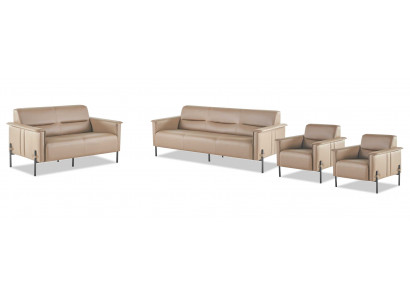 Complete modern sofa set 3-seater 2-seater armchair beige leather sofa wood