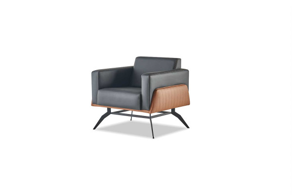 Complete Set Black Brown Recliner Leather 2-Seater Armchair Sofa Set