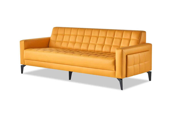 Leather sofas set 3-seater armchair modern Chesterfield couch yellow 4-piece.