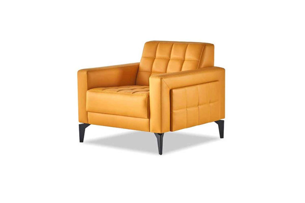 Leather sofas set 3-seater armchair modern Chesterfield couch yellow 4-piece.