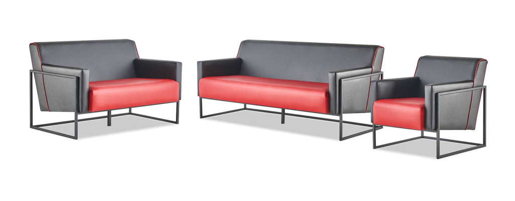 Sofa Set 3-Seater 2-Seater Armchair Black Red Modern Leather Leather Sofas