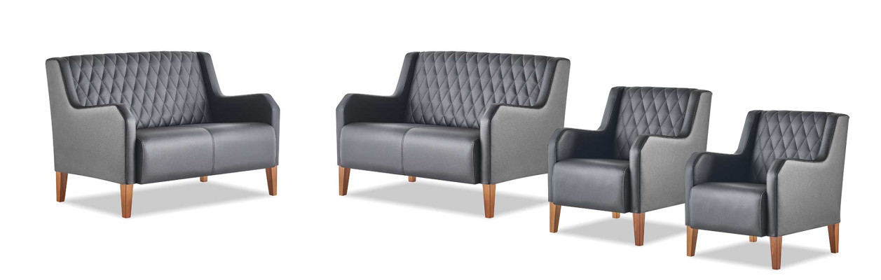 Complete leather sofas couch seating furniture 2-seater armchair black modern set