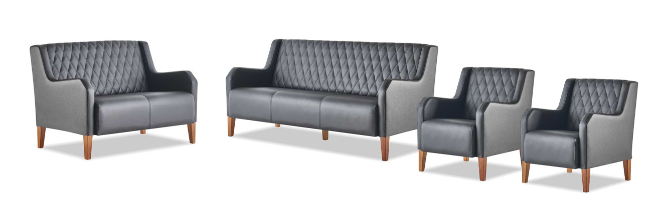 Sofa set leather modern 3-seater 2-seater black armchair leather sofas couch