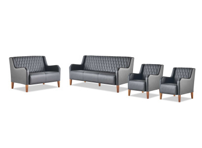 Sofa set leather modern 3-seater 2-seater black armchair leather sofas couch