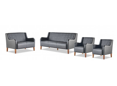 Sofa set leather modern 3-seater 2-seater black armchair leather sofas couch