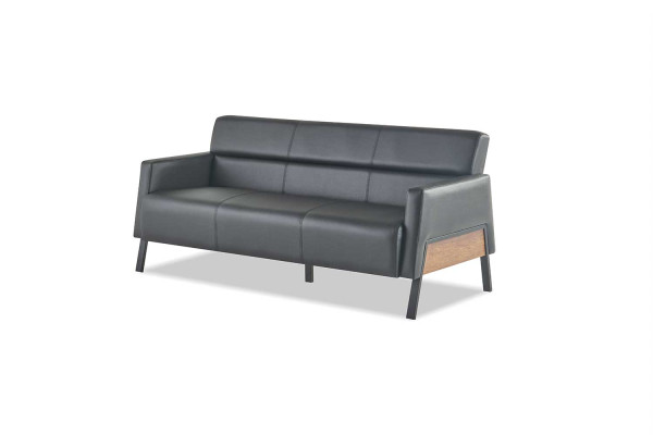 Black leather sofa set, modern 3-seater, 2-seater, armchair seating furniture