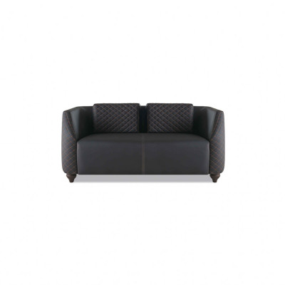 Sofa set leather sofas 2-seater 2x armchairs black seating furniture modern armchairs